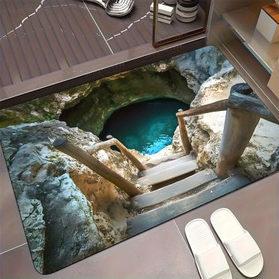 3D Hole Rug - Dog Gets Scaredof 3D Carpet, Rug That Looks Like a Hole, Optical Illusion Rugs for Pranks, as Test & Game with Your Cat or Dog Slip-Resistant Quick-Drying