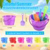 24 Set Summer Pool Party Favors End of Year Students Gift from Teacher Bulk Beach Bucket and Shovels Beach Ball Sunglasses Set Preschool Kindergarten Graduation Gifts for Kids (Scalloped) view 2