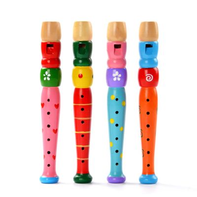 Colorful Wooden Flute Musical Instrument for Early Learning Educational Music Sound Toys Recorders Flute
