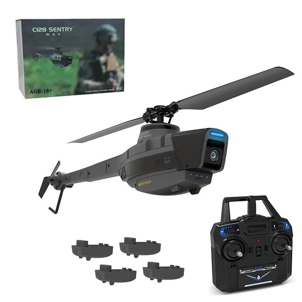 C128 Scout Drone with 1080P Camera, Military Remote Control Helicopter for Adults, 2.4G 4CH Aerial Vehicle Reconnaissance, Take Off/Landing, 6-Axis Gyro RC Aircraft Helicopter