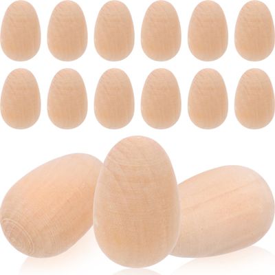 Angoily Wooden Fake Eggs, 20 Pcs Easter Eggs for Nesting Boxes, Pretend Chicken Toy for Craft Pretend Play Kitchen Accessories for Kids DIY and Party Decor Easter Painting Realistic Simulated