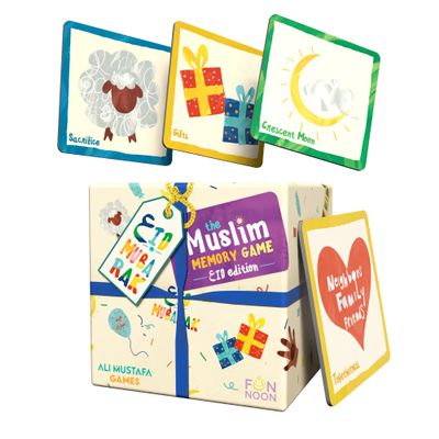 Ali Mustafa Games The Muslim Memory Game Eid Edition, Ramadan Gifts for Kids Ages 4-8, Islamic Educational Toy, Eid Gifts for Children, Screen-Free Family Matching Game with Arabic Guide