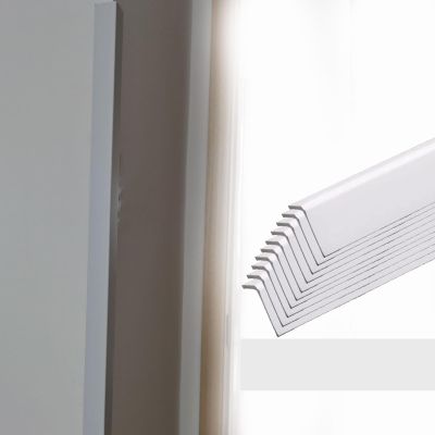 10 Pcs Water-Proof Molding PVC Corner Guards for Walls/Doors, L-Shaped Corner Protection Strips Black Gray White Beige, Peel and Stick Angle Trim(White,L 24 in)