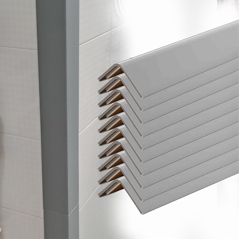 10 Pcs Water-Proof Molding PVC Corner Guards for Walls/Doors, L-Shaped Corner Protection Strips Black Gray White Beige, Peel and Stick Angle Trim(Gray,L 88 in)