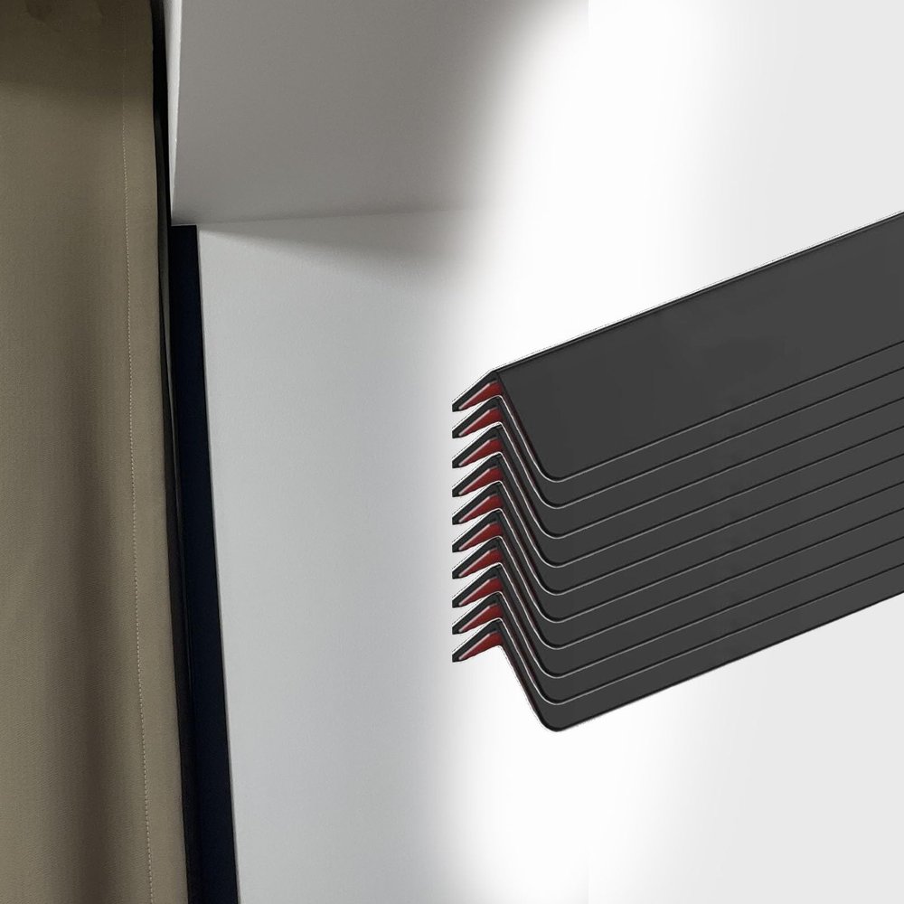 10 Pcs Water-Proof Molding PVC Corner Guards for Walls/Doors, L-Shaped Corner Protection Strips Black Gray White Beige, Peel and Stick Angle Trim(Black,L 88 in)