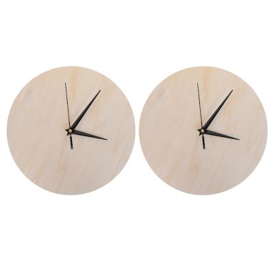 ibasenice 2pcs Wooden Clock Blank - DIY Clock Face 11Inch Round Dial Plate with Pointer for Crafting Painting Wall Decor Classroom Projects