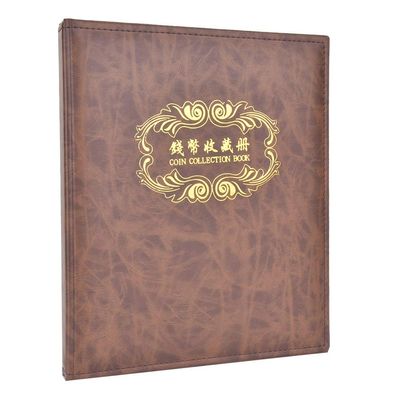 3 Hole Album Paper Money Banknote Collection Book PU Leather Cover Collecting Holder Durable Storage Organizer for Collectors Brown