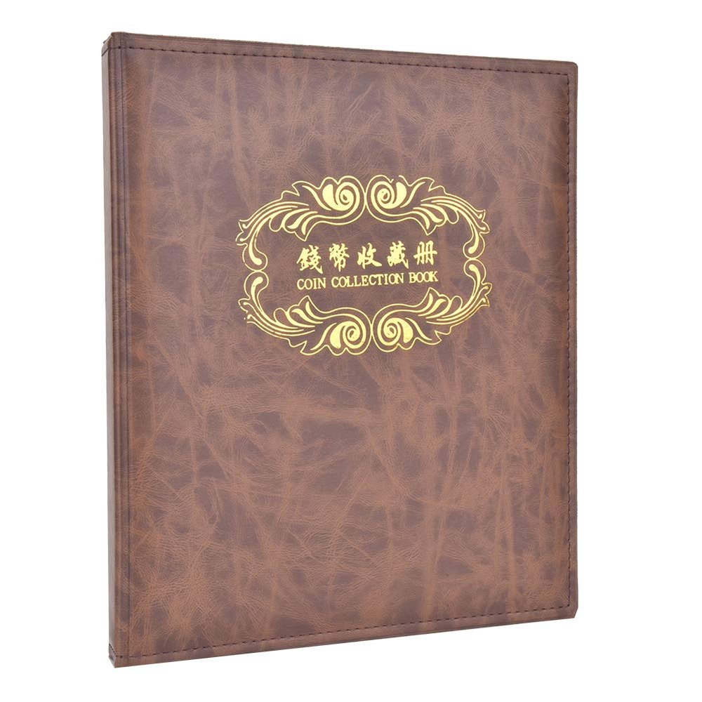 3 Hole Album Paper Money Banknote Collection Book PU Leather Cover Collecting Holder Durable Storage Organizer for Collectors Brown
