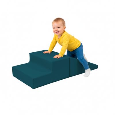 First Steps 2-Piece Playtime Step and Slide Climber Climbing Foam Block Set for Little Kids Indoor Toddler & Baby Soft Playset for Children to Climb and Crawl and Slide - Peacock