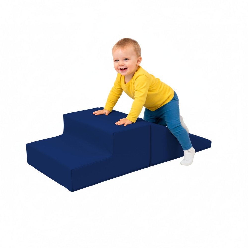 First Steps 2-Piece Playtime Step and Slide Climber Climbing Foam Block Set for Little Kids Indoor Toddler & Baby Soft Playset for Children to Climb and Crawl and Slide - Eclipse