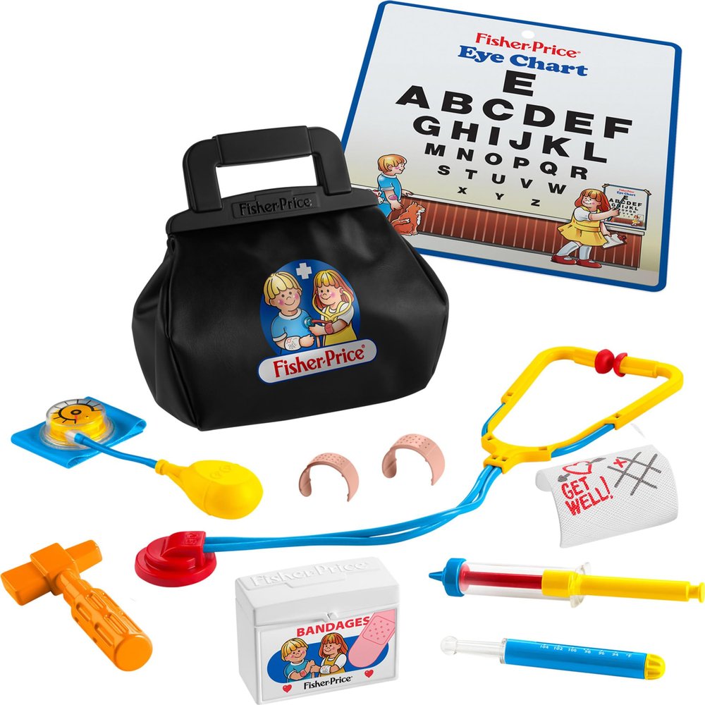 Fisher-Price Preschool Toy 1988 Medical Kit, 11-Piece Retro Doctor Bag & Tools Set for Pretend Play Kids Ages 3+ Years (Amazon Exclusive)