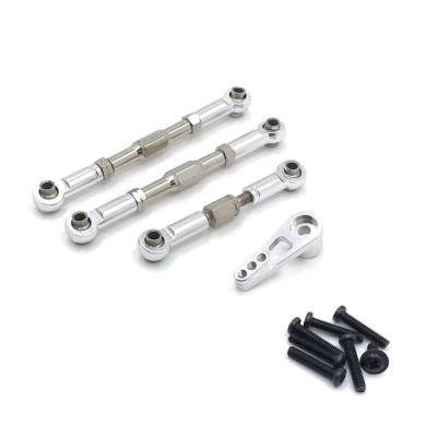 RC Car Upgrade Part For WLtoys 104009 12401 12402 12403 12404 Metal Pull Rod Servo Arm Remote Control Car Upgrade Replacements Accessories(Silver)