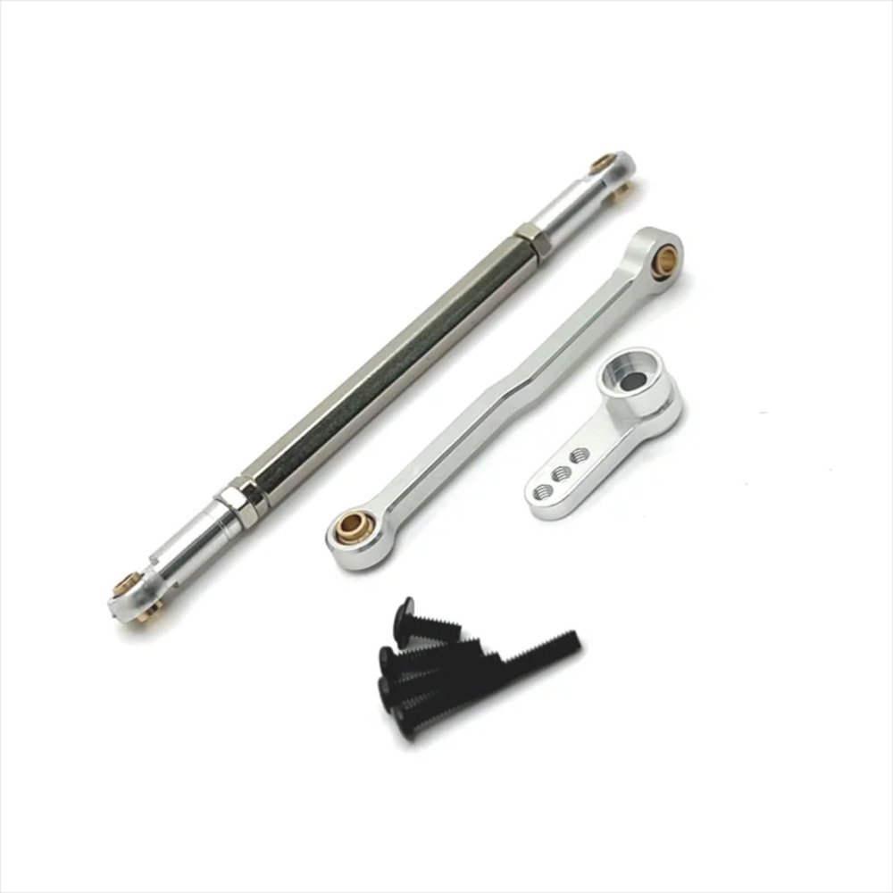 RC Car Upgrade Part For MN168 For MN82 For MN78 For MN99S D90 D91 D96 1/12 Metal Steering Rod Servo Arm Remote Control Car Upgrade Accessories(Silver)