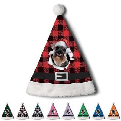 CafeTime Custom Schnauzer Dog Santa Hat for Adutls Christmas Hats Headwear Unisex Holiday Comfort Velvet Xmas Hat for New Year Festive Party 38