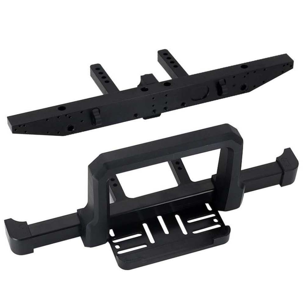 1/10 RC Car Crawler Compatible Metal Front and Rear Bumper Set with Winch Mount and Grill Compatible with Body Upgrade