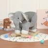 Wooden Rocking Horses Ages 1-3, Rocking Horse with Lullaby Song, Rocker Toy with Safety Belt & Footrests for Kids, Ride on Horse, Plush Rocking Animal for Christmas Birthday Gift (Grey Elephant) view 1