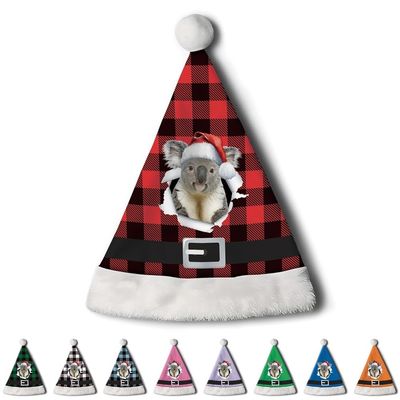 CafeTime Custom Koala Santa Hat for Adutls Christmas Hats Headwear Unisex Holiday Comfort Velvet Xmas Hat for New Year Festive Party 18