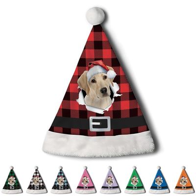 CafeTime Custom Labrador Retriever Dog Santa Hat for Adutls Christmas Hats Headwear Unisex Holiday Comfort Velvet Xmas Hat for New Year Festive Party 20