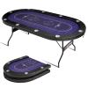 REAHOISY 84 Inch Poker Table Foldable, 10 Player Casino Leisure Game Poker Table, Folding Texas Holdem Blackjack Table with Padded Rails & Cup Holders for Home Game Room view 1
