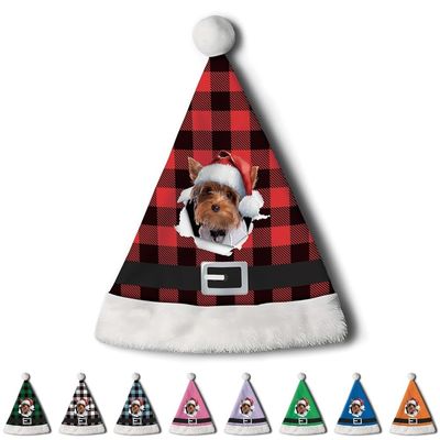 CafeTime Custom Yorkshire Terrier Dog Santa Hat for Adutls Christmas Hats Headwear Unisex Holiday Comfort Velvet Xmas Hat for New Year Festive Party 42