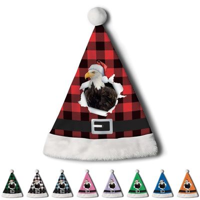 CafeTime Custom Hawk Santa Hat for Adutls Christmas Hats Headwear Unisex Holiday Comfort Velvet Xmas Hat for New Year Festive Party 48