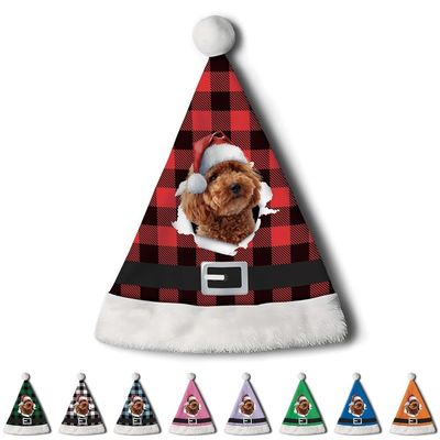 CafeTime Custom Poodle Dog Santa Hat for Adutls Christmas Hats Headwear Unisex Holiday Comfort Velvet Xmas Hat for New Year Festive Party 13