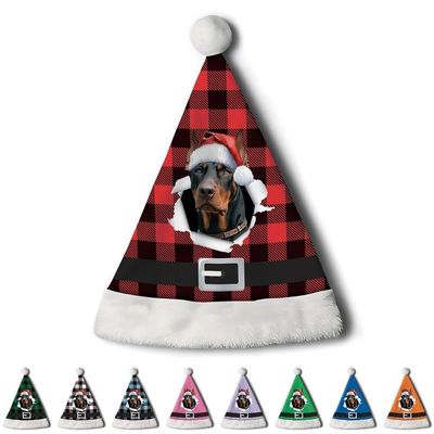 CafeTime Custom Doberman Dog Santa Hat for Adutls Christmas Hats Headwear Unisex Holiday Comfort Velvet Xmas Hat for New Year Festive Party 7