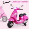 Licensed Vespa 12V Kids Motorcycle by INFANS with Training Wheels, Music, Story, Horn, Lights for 3-6 Years (Pink) view 3
