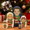 Soview Personalized Face Nesting Dolls with Photo Customize Family Russian Nesting Doll Set Xmas Costume Matryoshka Dolls Custom for Grandma/Grandpa/Mom/Dad view 1