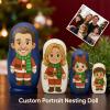 Soview Personalized Face Nesting Dolls with Photo Customize Family Russian Nesting Doll Set Xmas Costume Matryoshka Dolls Custom for Grandma/Grandpa/Mom/Dad view 3