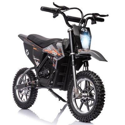 36V Electric Dirt Bike for Kids 8-14, 15.5MPH Off-Road Motorcycle 350W Brushless and 500W Brushed, High-Speed for Teens with LED Headlight, Leather Seat, Front+Back Brake for Max Load 175lbs, Black