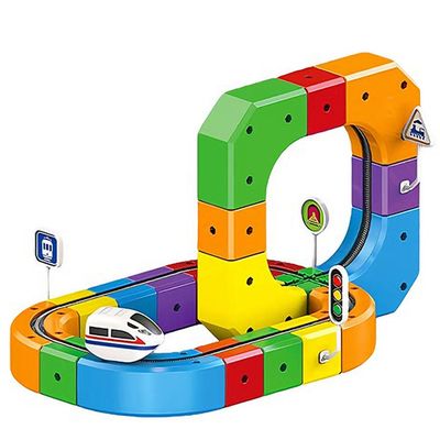 Electric Train Set for Kids, 3D Magic Rail Cube, STEM Train Toy Set, Traffic Signs, 3D Racing Track Set with Electric Train for Boys and Girls Aged 3 4 5 6 7 8 9 10 Years Old Birthday