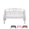 1:6 Miniature Garden Bench, Decorative Plastic Doll Furniture, Park Bench with Scrollwork Design (White) view 1