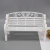 1:6 Miniature Garden Bench, Decorative Plastic Doll Furniture, Park Bench with Scrollwork Design (White) view 2