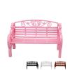 1:6 Miniature Garden Bench, Decorative Plastic Doll Furniture, Park Bench with Scrollwork Design (Pink) view 1