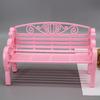 1:6 Miniature Garden Bench, Decorative Plastic Doll Furniture, Park Bench with Scrollwork Design (Pink) view 2