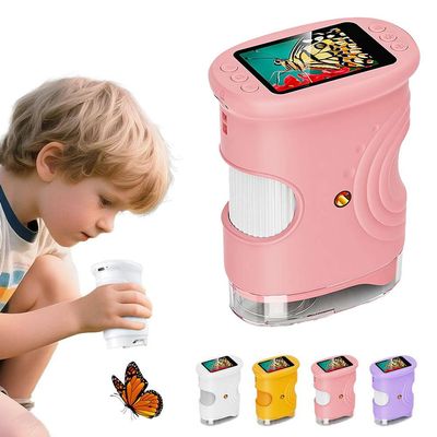 1000X Handheld Microscope Kids,2026 Upgraded Portable Pocket Mini Pocket Microscope with 4k 2.0" Screen,STEM Toys Christmas Birthday Gifts for Girls Boys,Edu Science Kits Toddler Age 3-12 (Pink)