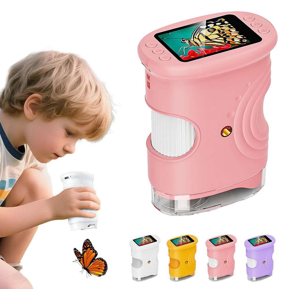 1000X Handheld Microscope Kids,2026 Upgraded Portable Pocket Mini Pocket Microscope with 4k 2.0" Screen,STEM Toys Christmas Birthday Gifts for Girls Boys,Edu Science Kits Toddler Age 3-12 (Pink)