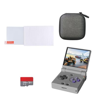 Miy Mini Flip 2.8-Inch IPS Screen Retro Handheld Game Console + Flip Onion SD Card 256G + Tempered Glass Screen Protector + Storage Bag