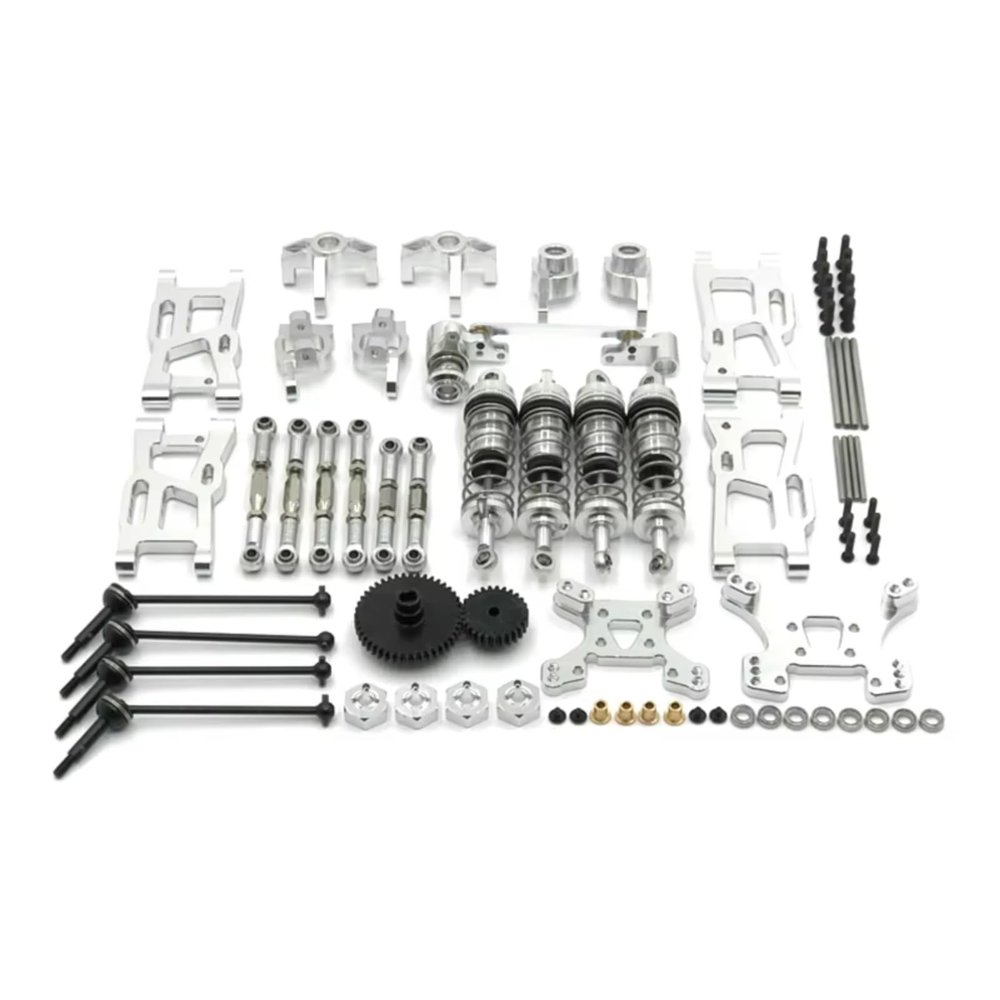 RC Parts For WLtoys 144010 144001 144002 124017 124019 RC Car Parts Metal Upgrade Retrofit 44T 27T Gear Drive Shaft 14 Pac(Silver)