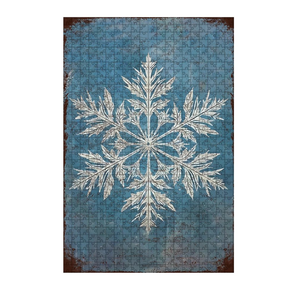 1000 Piece Christmas Snowflake Winter Wooden Jigsaw Puzzle Entryway Promotes Family Bonding Creates Festive Atmosphere Ideal for Holiday Activities 29.5x19.7 Inch