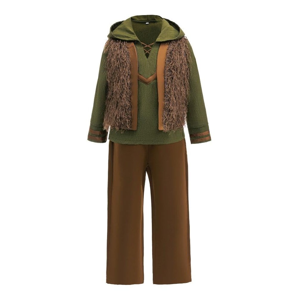 Dressy Daisy Kids Dragon Rider Inspired Costume for Boys, Medieval Forest Archer & Viking Adventurer Dress Up Outfit with Faux Fur Vest for Halloween Book Week Cosplay Birthday, Green 78 Years