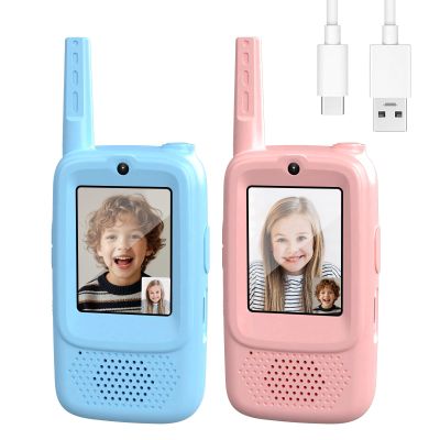 Video Walkie Talkies for Kids Pack of 2 Rechargeable Long Range Two Way Radios Toys with HD Camera & Voice for Boys Girls Age 3-12 for Indoor Outdoor Games,Camping Hiking,Travel Birthday Gifts