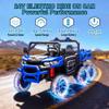 24V 2-Seater Ride-On Dump Truck  4WD 6-Wheel Electric UTV with Remote Control, LED Lights, Music, Suspension, Electric Dump Bed & Toy Shovel (Blue) view 2