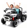 24V 2-Seater Ride-On Dump Truck  4WD 6-Wheel Electric UTV with Remote Control, LED Lights, Music, Suspension, Electric Dump Bed & Toy Shovel (White) view 1