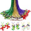 Ecally 30 Pcs Mardi Gras Beads Necklace Parade Throw Green Purple Gold Alligator Crawfish Pelican Bead Necklace Bulk with Pendant for Carnival Party Cosplay Costume Accessories Mardi Gras Parade Throw view 1