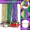 Ecally 30 Pcs Mardi Gras Beads Necklace Parade Throw Green Purple Gold Alligator Crawfish Pelican Bead Necklace Bulk with Pendant for Carnival Party Cosplay Costume Accessories Mardi Gras Parade Throw view 3