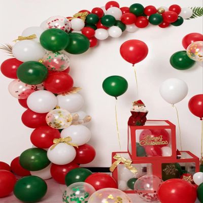105 Christmas mixed-color balloon wreaths, multi-colored balloon set, home decorations, holiday balloons, party decorations