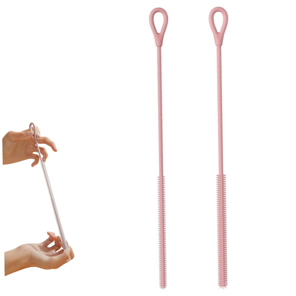 2pcs Silicone Straw Brush Cleaner Set with Long Flexible Handle for Cups, Baby Bottles, Water Tumblers - Reusable Cleaning Brush for Narrow & Wide Straws (Gray, 6+9 Combo Pack)..