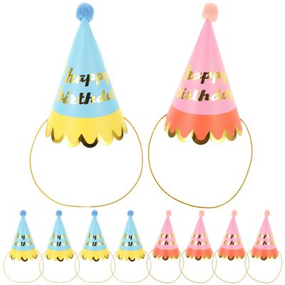 Abaodam 10pcs Birthday Cone Hats Lightweight Paper Party Headwear with Top for Boys Festivals and Anniversaries